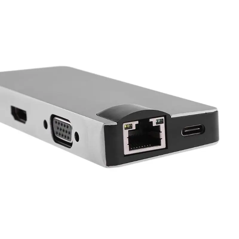 8 в 1 Тип с разъемами типа C и RJ45 сетевой адаптер HDMI VGA USB 3,0 кардридер кабель