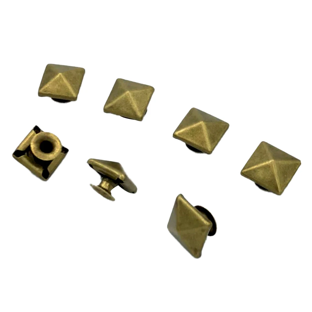 fityle 100Pcs Copper Leather Craft Rivets Square Pyramid Studs for DIY Belt Pet Collar Decor for Belt backpack shoes hat jeans