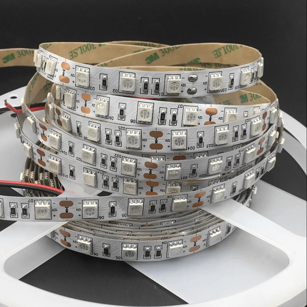 

1-5M 12V Ultraviolet UV LED Blacklight Waterproof non/IP65 Night Fishing 395nm 60leds/m 5050 White / Black PCB LED Strip Light