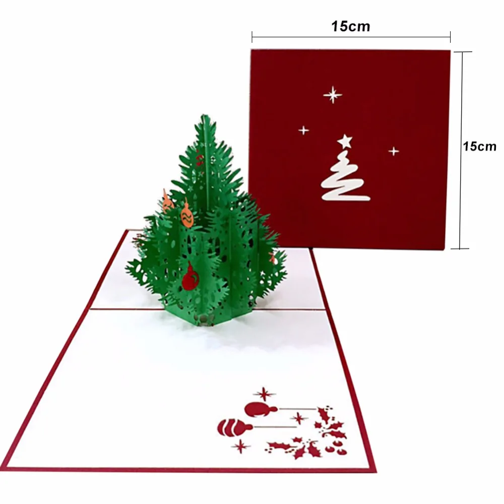  3D Happy Tree Christmas Cards Greeting Handmade Paper Card Personalized Keepsakes Postcards For Xma - 32760442721
