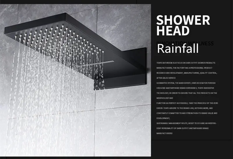 Black rainfall shower head