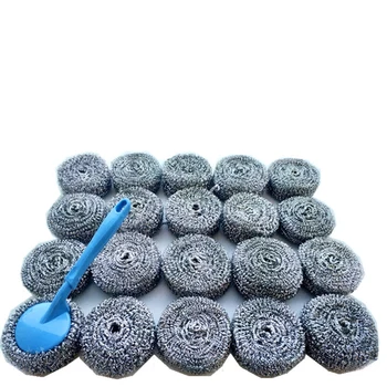 

20pcs/lot Stainless Steel Ball Cleaner Kitchen Pot Cleaning Brush Steel Wire Sponge Ball With A Handle Waffle Maker Cleaner
