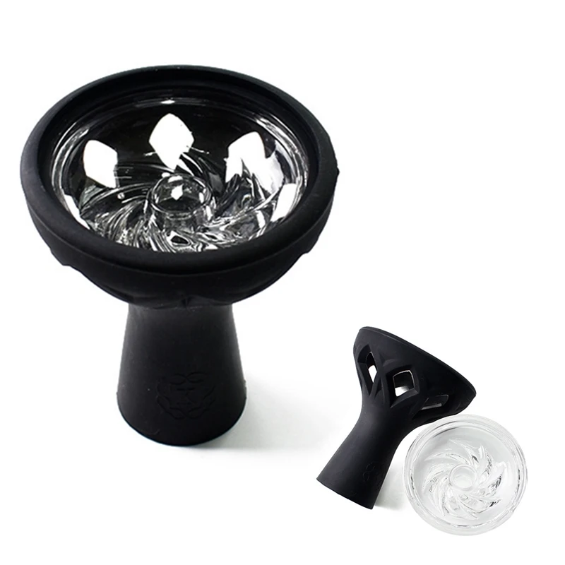 

black arab silicone and glass shisha hookah bowl