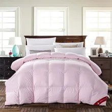 Натуральное одеяло на 90% утином пуху, размер queen King, 500FP, одеяло, гипоаллергенное, для спальни, свободно дышит, пушистое, уютное, теплое, белое, розовое