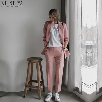 

Women Pant Suits fashion summer 2 piece formal business suit for ladies women's workwear suits ladies trouser suits custom made
