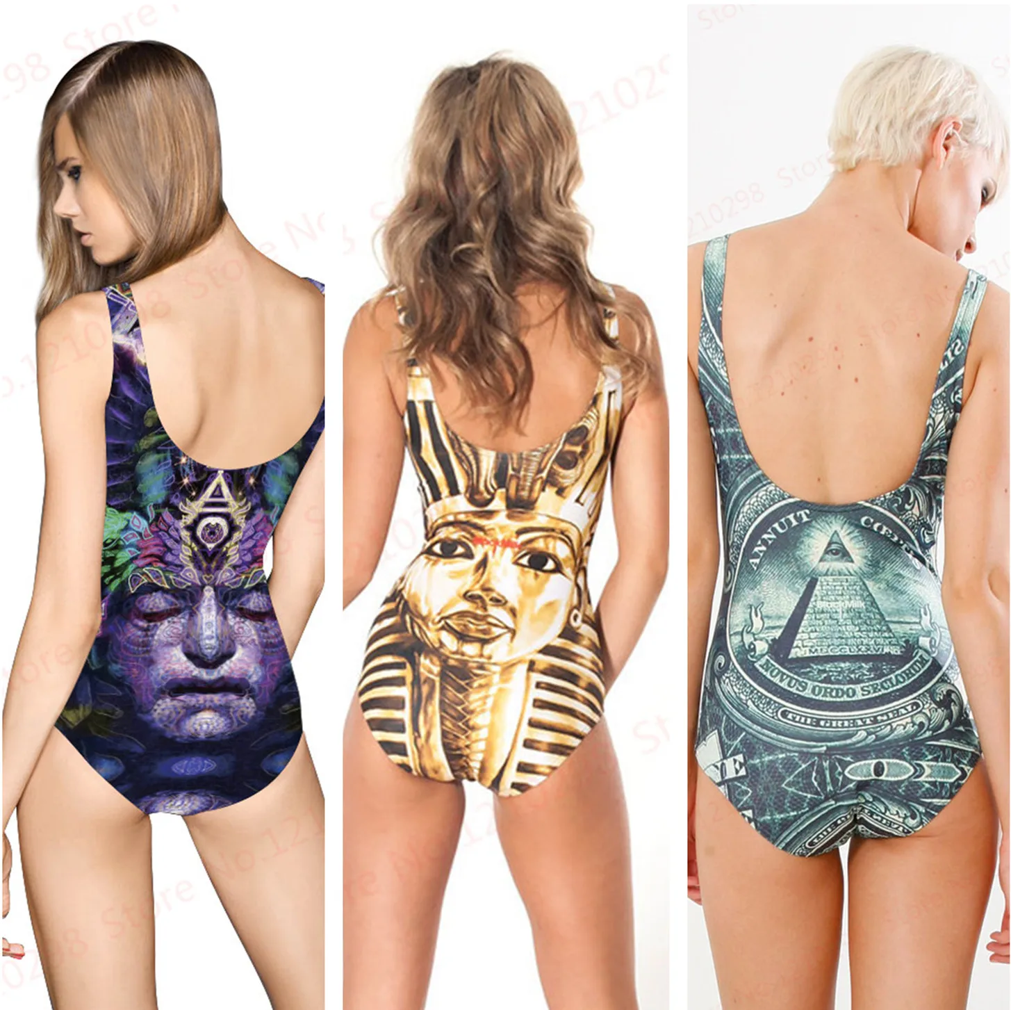 Vintage Pyramid Women Swimwear One Piece 3D Digital Print Eye of
