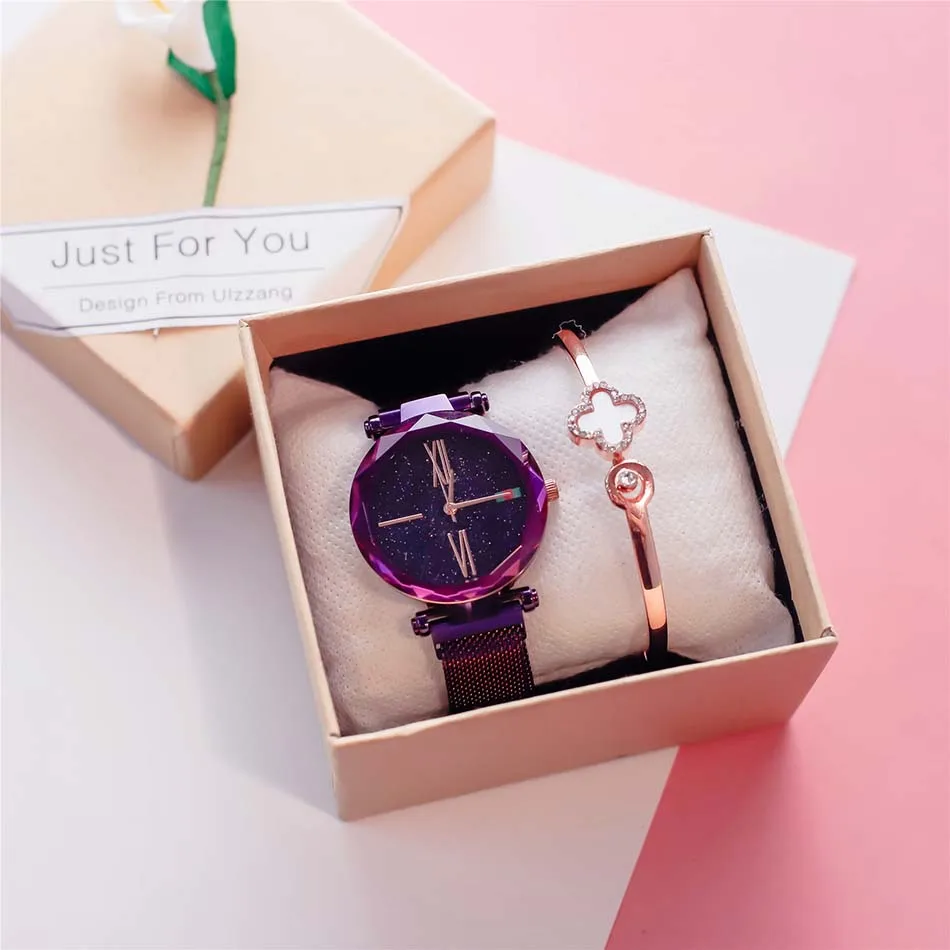 Luxury Rose Gold Women Watches Minimalist Starry Sky Magnet Buckle Ladies Watch Fashion Casual Female Waterproof Wristwatch (15)