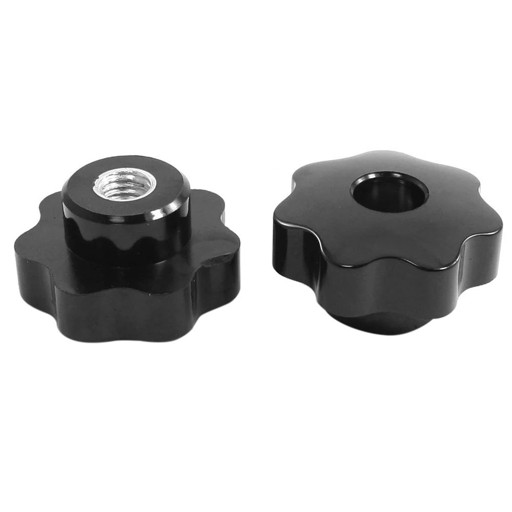 2Pcs Black M12 50mm Diameter Through Hole Star Head Clamping Knobin