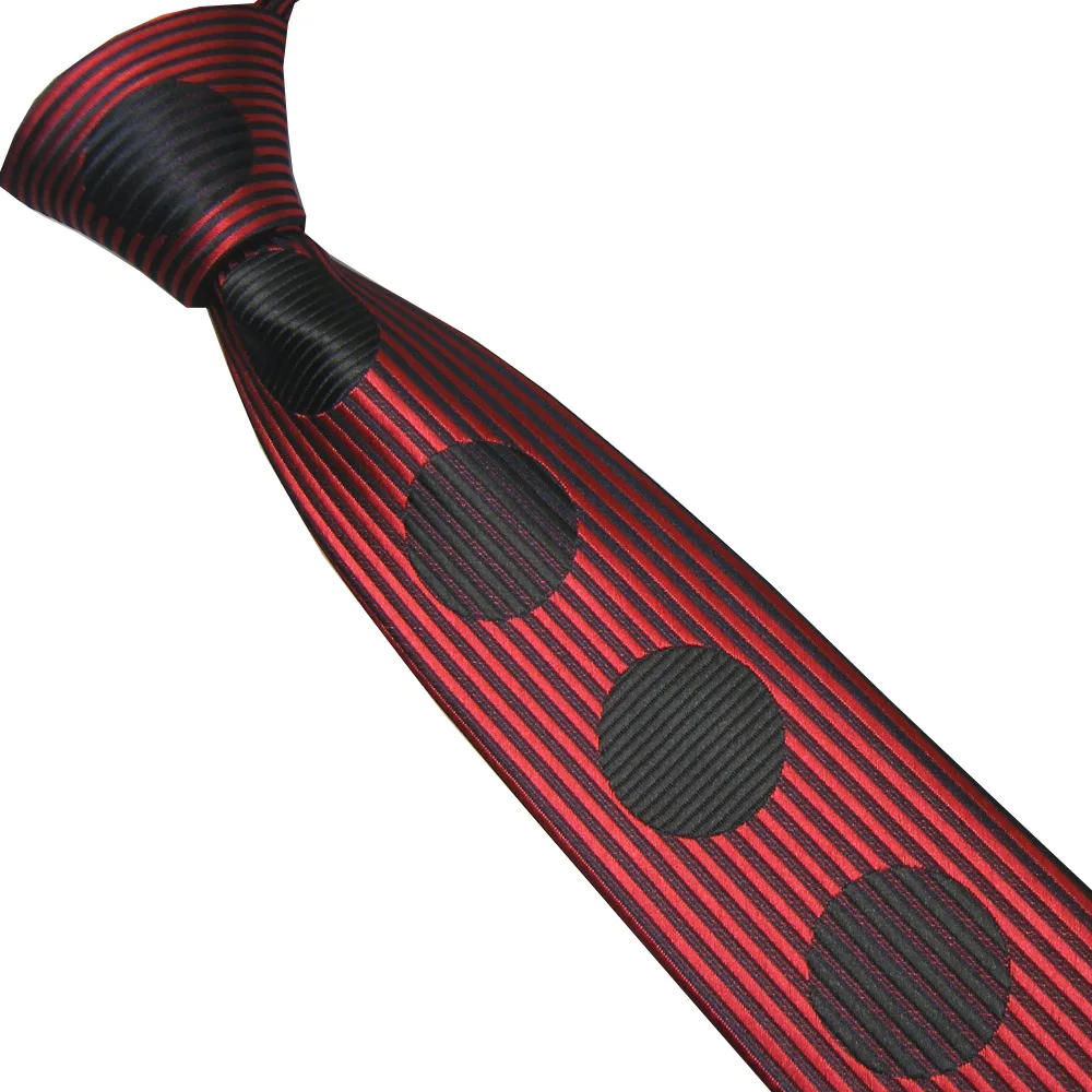 LAMMULIN Men's Suit Ties Red with Black Vertical Stripe Necktie Black