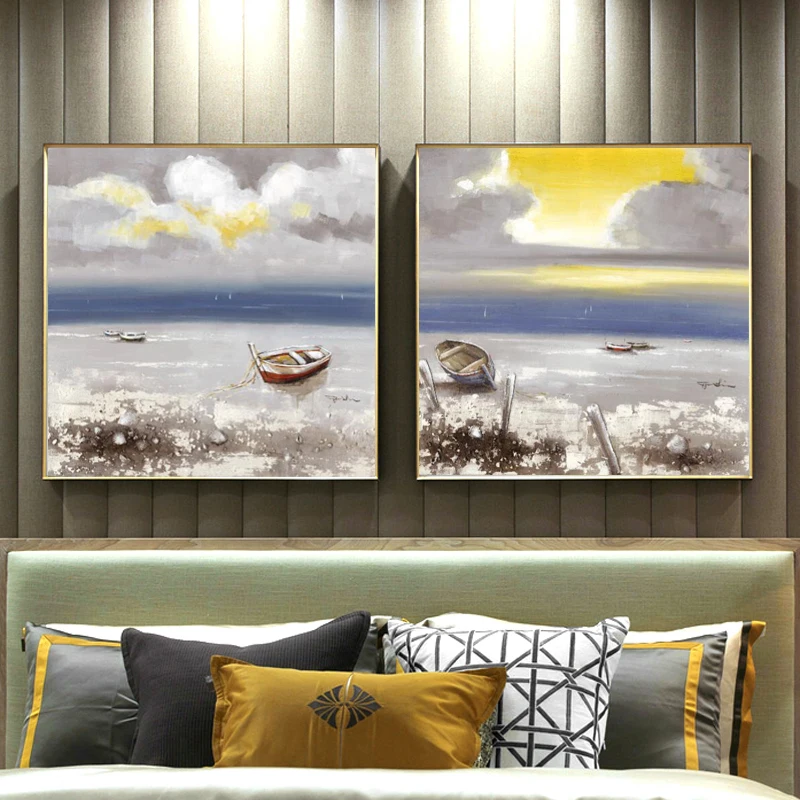 

Modern Abstract Art Seascape Oil Painting on Canvas Posters and Prints Wall Art Beach Pictures for Living Room Decor No Frame
