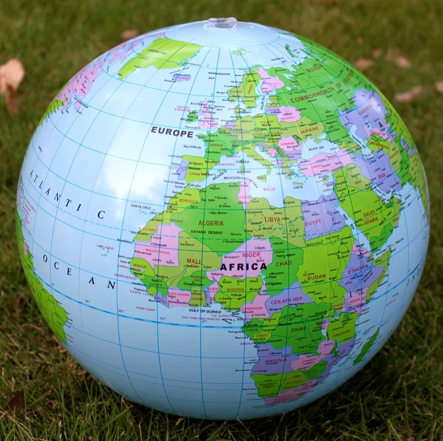 

40CM 14" Inflatable World Globe PVC Teach Education Geography World Map For Chlidren Learning Balloon Beach Ball Toy Gifts