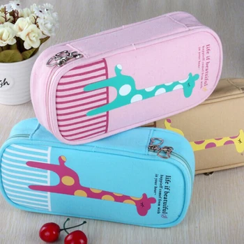 

Girls Cute Canvas Giraffe Stationery School Clothes Pencil Case Pen Bag Pencilcase Kawaii Pencil Cases Pouch