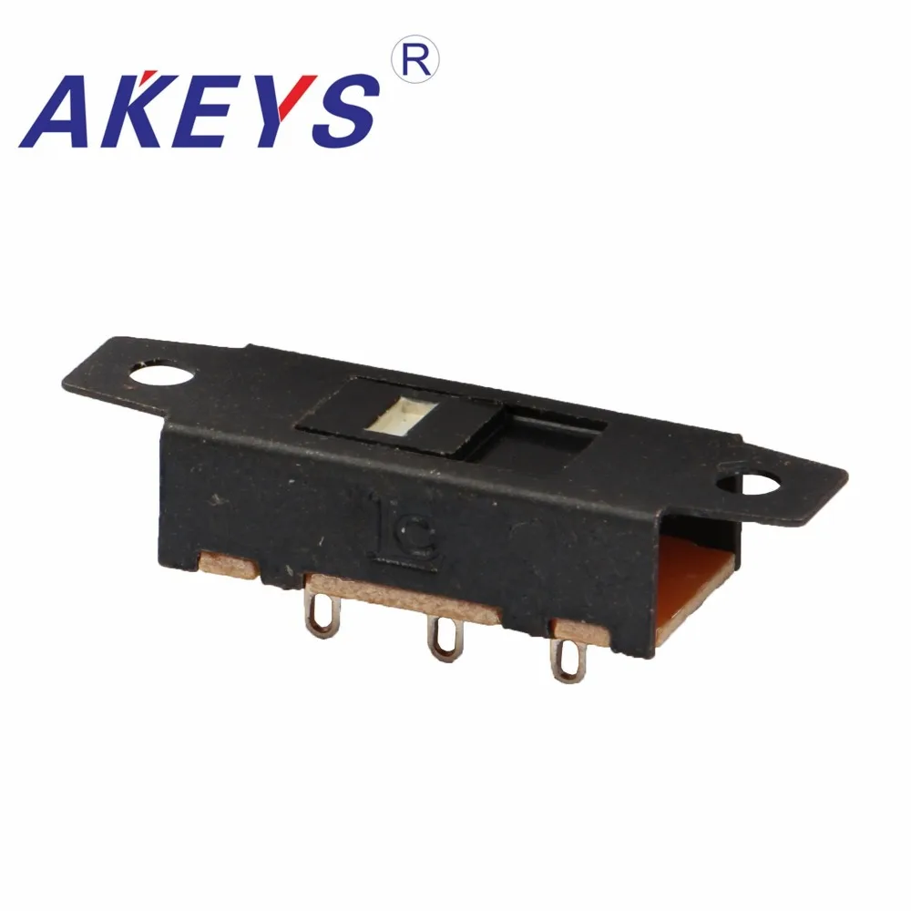 

10PCS SS-12J01 1P2T Single pole double throw 2 Position shankless slide switch 3 pin verticle type pin with holes