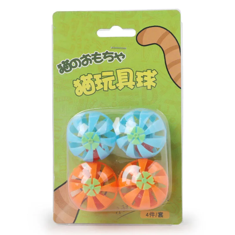 4pcs Pet Cat Kitten Play Balls with Jingle Bell Pounce Chase Rattle Toy