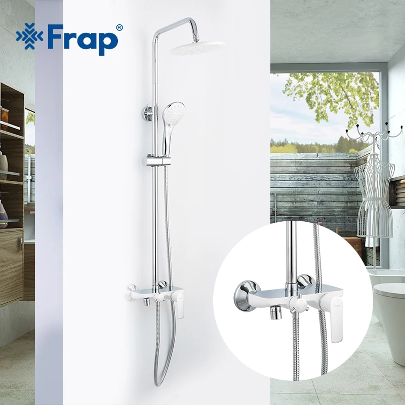 

FRAP Shower System 3 color modern bathroom shower mixers faucet taps rain shower set multi function with bath shower faucets