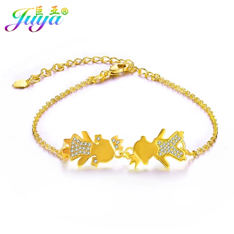 Детские браслеты Juya, детские браслеты ручной работы для мальчиков, шармы для девочек, браслеты для женщин, подарок на день матери, браслеты дружбы, принадлежности - Окраска металла: Gold