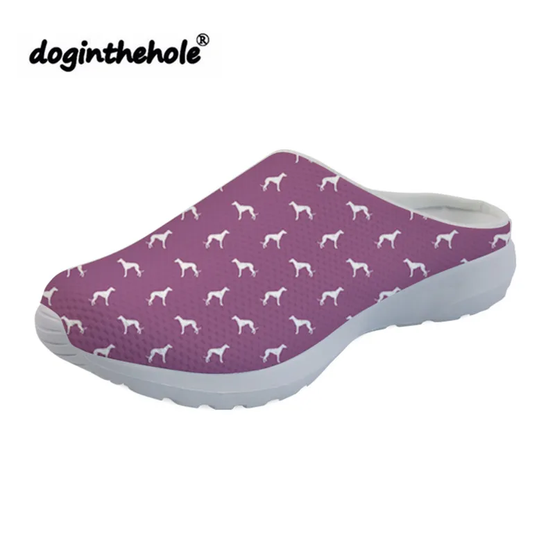 Doginthehole/женские сабо; спортивные сандалии; собака породы борзая; силуэт; летняя пляжная обувь для женщин; сетчатые уличные тапочки; - Цвет: Розово-красный