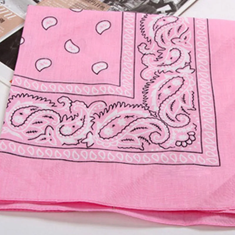 14 цветов Унисекс Винтажный женский мужской головной убор шейный шарф браслет носовой платок 18 - Цвет: Розовый