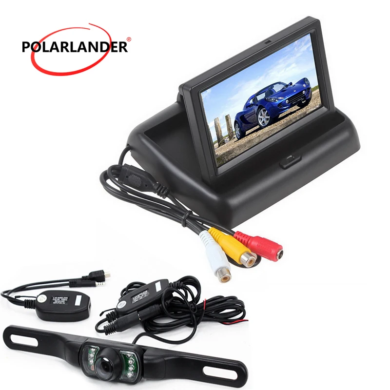 TFT складное зеркало монитор Авто для автомобиля HD lcd парковочная помощь опционально резервная камера заднего вида 4,3 дюймов
