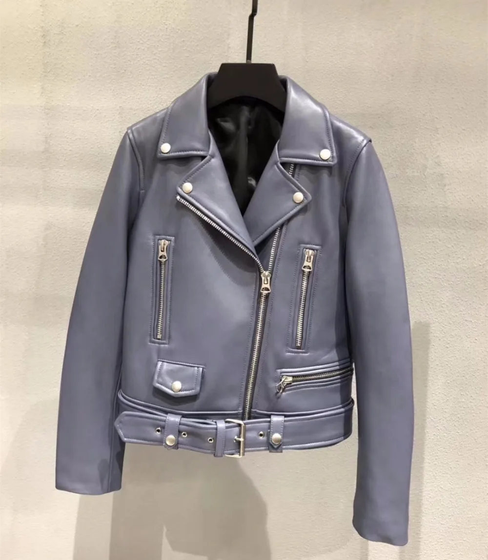 Women genuine leather short coat high quality real sheepskin jackets women's biker jackets G151a