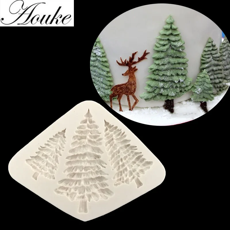 Chrsitmas Tree Shaped Silicone Fondant Mold Kitchen DIY Cake Baking Tools Cupcake Chocolate Mold Polymer Clay Plaster Decoration silicone mold,cake decorating tools