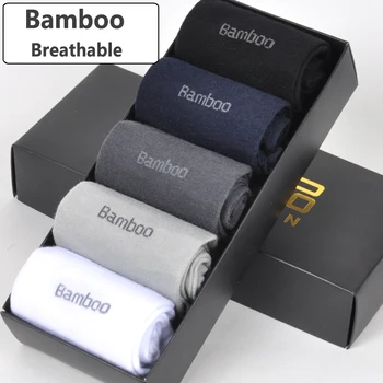 

Brand New Men Bamboo Fiber Socks High Quality Casual Breatheable Anti-Bacterial Man Long Sock 5pairs / lot