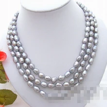 Оптовые 10strds 3 11 мм Серый Барокко Жемчужное Ожерелье Свадебные Украшения