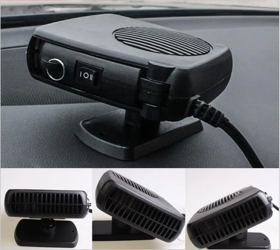 Portable 12V 150W Black Car Heater Cooler fansThree Vents Vehicle