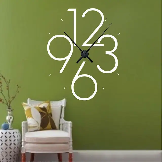 Large Modern Clock Wall Decals creative number Clock decals real clock sticker home office DIY