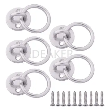 

5PCS Stainless Steel M5 Round Sail Shade Pad Eye Plate U-shaped Hook Ring Welded