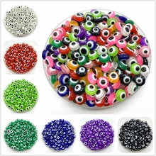 Miçangas espaçadoras para fazer jóias, 50 pçs/lote 8mm forma oval esferas evaculação olho colar encantos