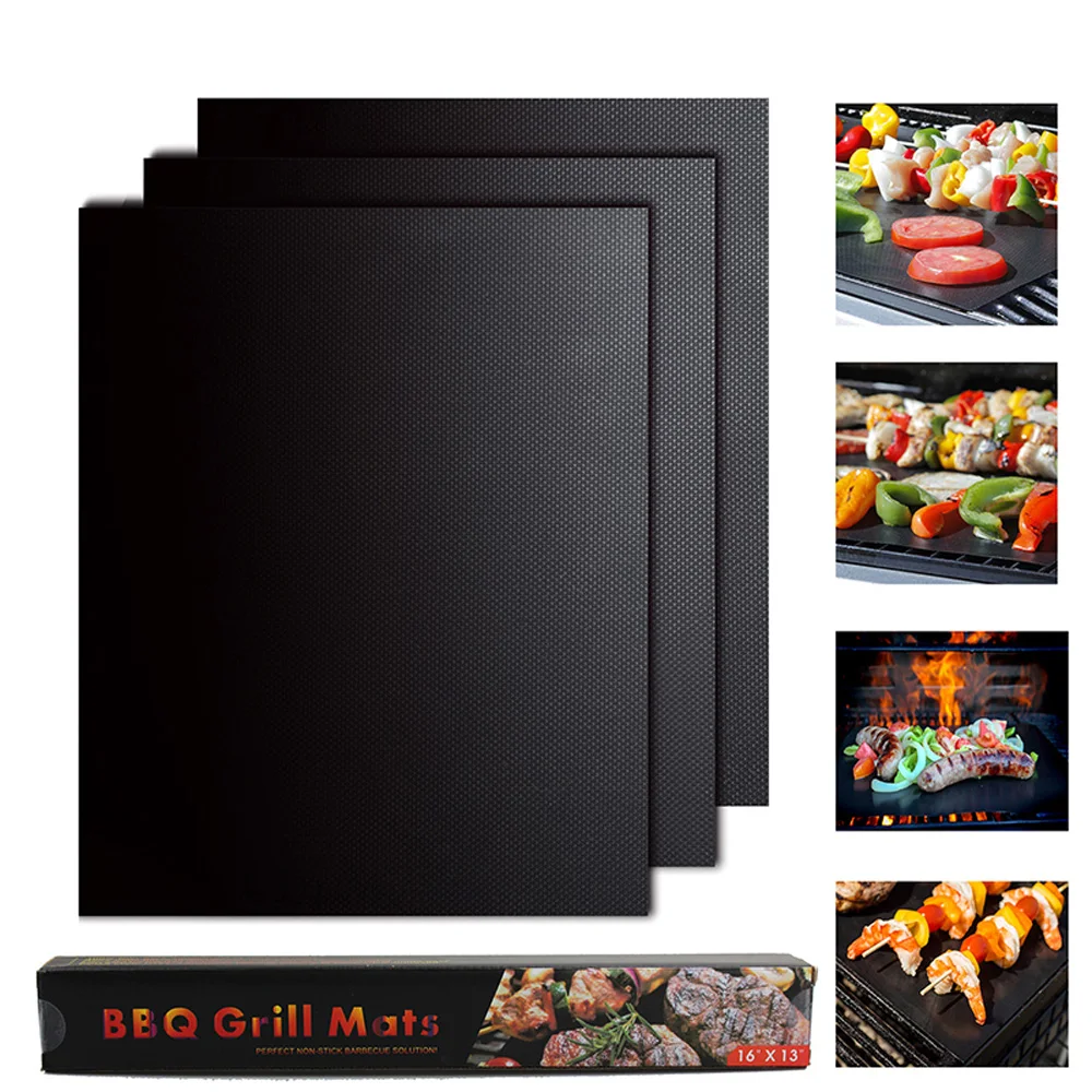 BBQ Grill Mat Non Stick Bake Grilling Mats Barbecue Pad Teflon Fiberin