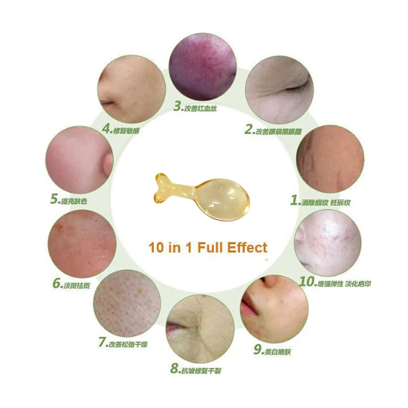 

10 Peptide EGF Factor 24K Gold Essence Liquid Anti Aging Whitening Face Care Capsule wrinkle Remove Ance No 6pieces/lot