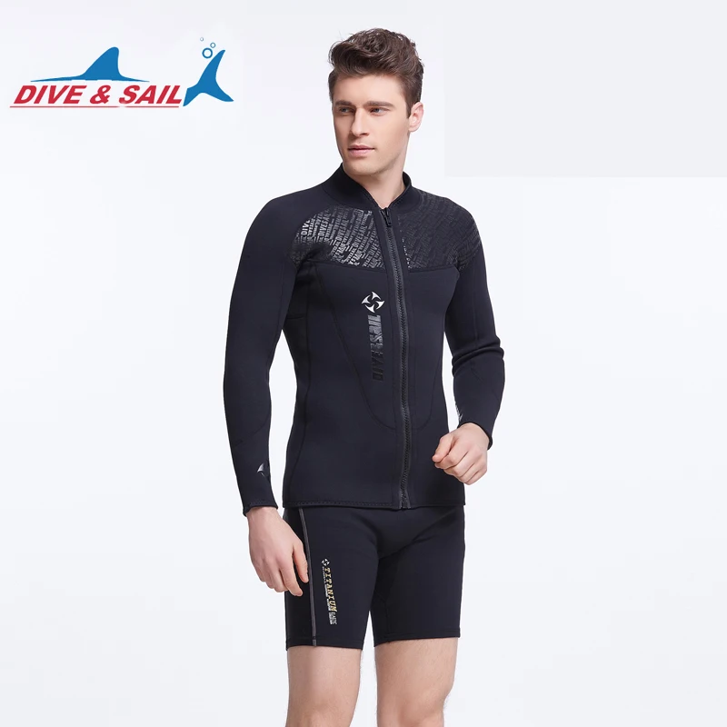 

Dive&Sail 3MM Neoprene Long Sleeved Jumpsuit For Men Wetsuit Scuba Dive Jacket Wet Suit Top Winter Swim Warm Surf Upstream