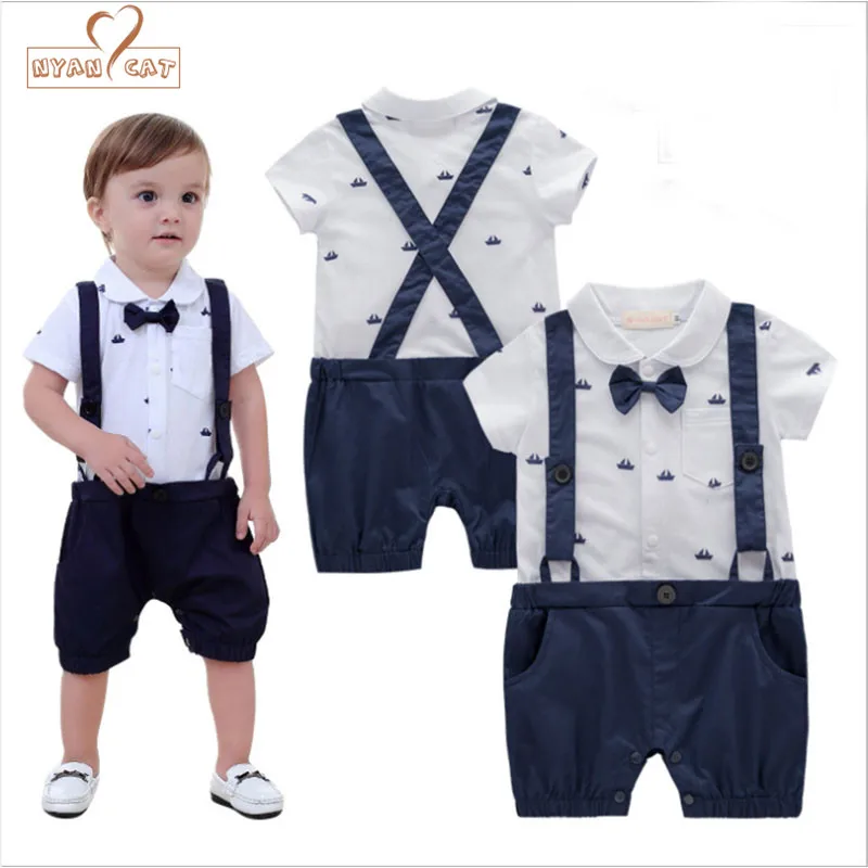 NYAN CAT Infant Clothing Baby Boy Jumpsuit Gentleman Bow Tie short ...