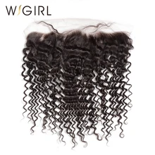 Wigirl волосы глубокая волна Кружева Фронтальная Закрытие бразильские Remy человеческие волосы с волосами младенца 130% плотность с предварительно выщипанной линией волос