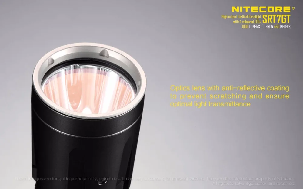 Nitecore SRT7GT XP-L Hi V3 красный зеленый синий УФ-Фонарик Макс 1000LM луч расстоянии 450 м тактический фонарь + 1 шт. 3400 мАч батареи