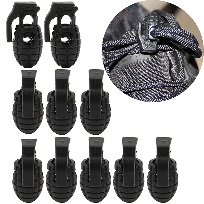 

THINKTHENDO 10Pcs Outdoor EDC Gear Grenade Hiking Boots Shoelace Tightening Buckle Non-Slip