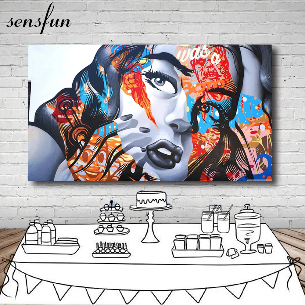 Sensfun Cool Girl Graffiti Portrait Backdrop Custom Made Birthday Party Backgrounds For Photo Studio Vinyl | Электроника