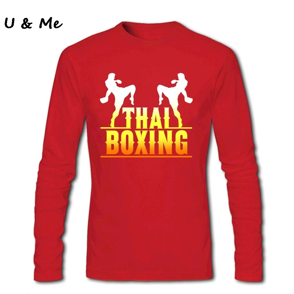 HU & GH Длинные рукава подходят Формальные футболки для мужчин Boxinger Муай Тай печати