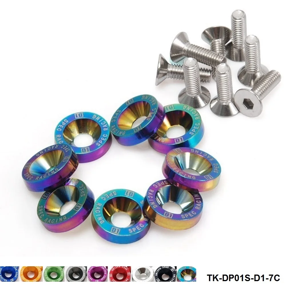 D1Spec 8PC Neochrom M6 x 20MM Engine Bay Fender Washer Bolt Dress Up Kit For Honda Car Truck Suv TK-DP01S-D1-7C