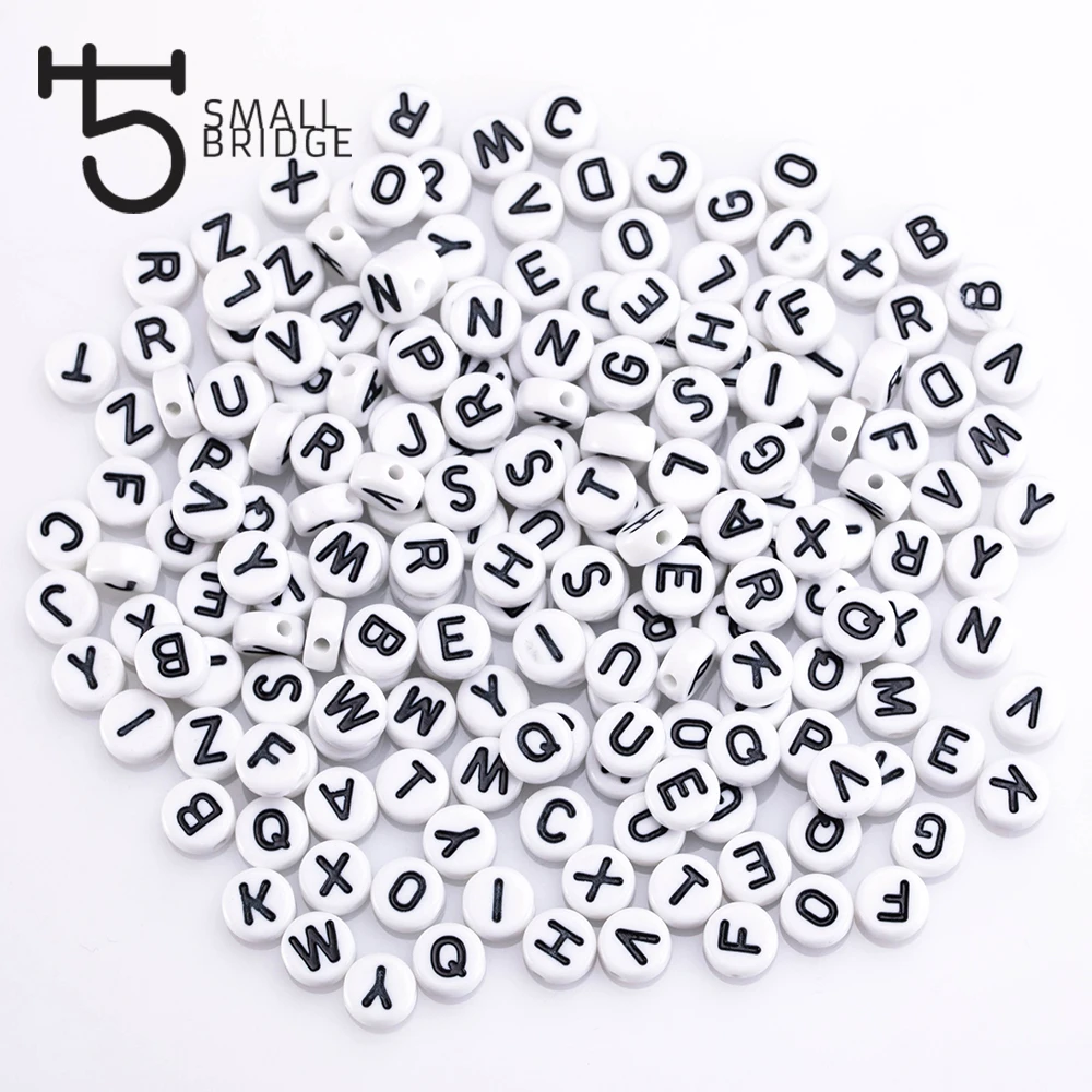 4*7mm Loose White Acrylic Alphabet Letter Beads For Bracelet Jewelry DIY  Finding with Hole Plastic Round Beads Wholesale P602