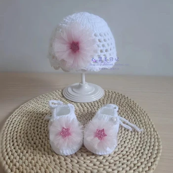 

QYFLYXUEBaby Gift Neonatal Knitted Baby Shoes, Garden Strap Shoes, High-Help Baby Cotton Thread Baby Shoes