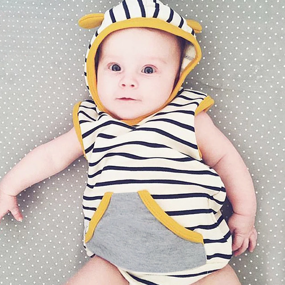 Boys Striped Clothes Newborn Baby Summer Clothes Set Infant Baby