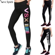 Новое поступление женские лосины для бега LOVE SPARK фитнес принт с английскими буквами S до XL сексуальный для спортзала Йога черные спортивные штаны 3 узора