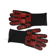 Термостойкие Духовка Прихватки для мангала 350-500c тепла доказательство гриль Прихватки для мангала печь перчатка с силиконовые противоскользящие полосой защитный барбекю Прихватки для мангала