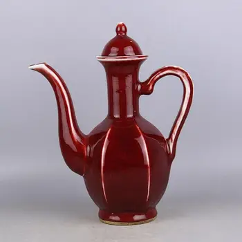 

Antique QingDynasty porcelain pot,red glaze six-square jug,Hand- carving crafts,Decoration,Collection&Adornment,Free Shipping
