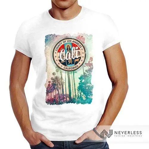 Herren футболка Калифорния пляж Закат Palmen Ретро Slim Fit Neverless | Мужская одежда