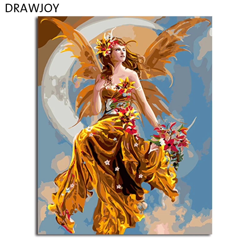 

DRAWJOY Framed Picture DIY Painting By Numbers Home Decor For Living Room DIY Canvas Oil Painting Wall Art 40*50cm