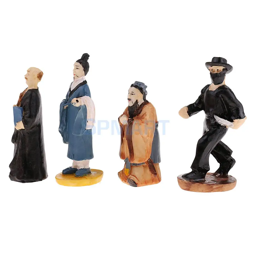 1 Set Resin Figure Model Miniature - Gangster Priest Taoist Priest Confucius for Sand Table Game DIY Accessory